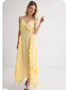 Sea New York Women's Delilah Ruffled Yellow Dress. NWT sz 0